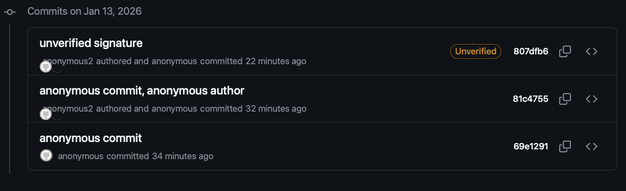 anonymous commits